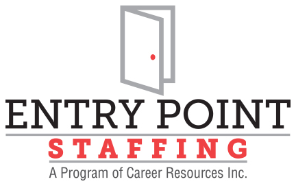 There is an image of a door and below that it reads "Entry Point Staffing"